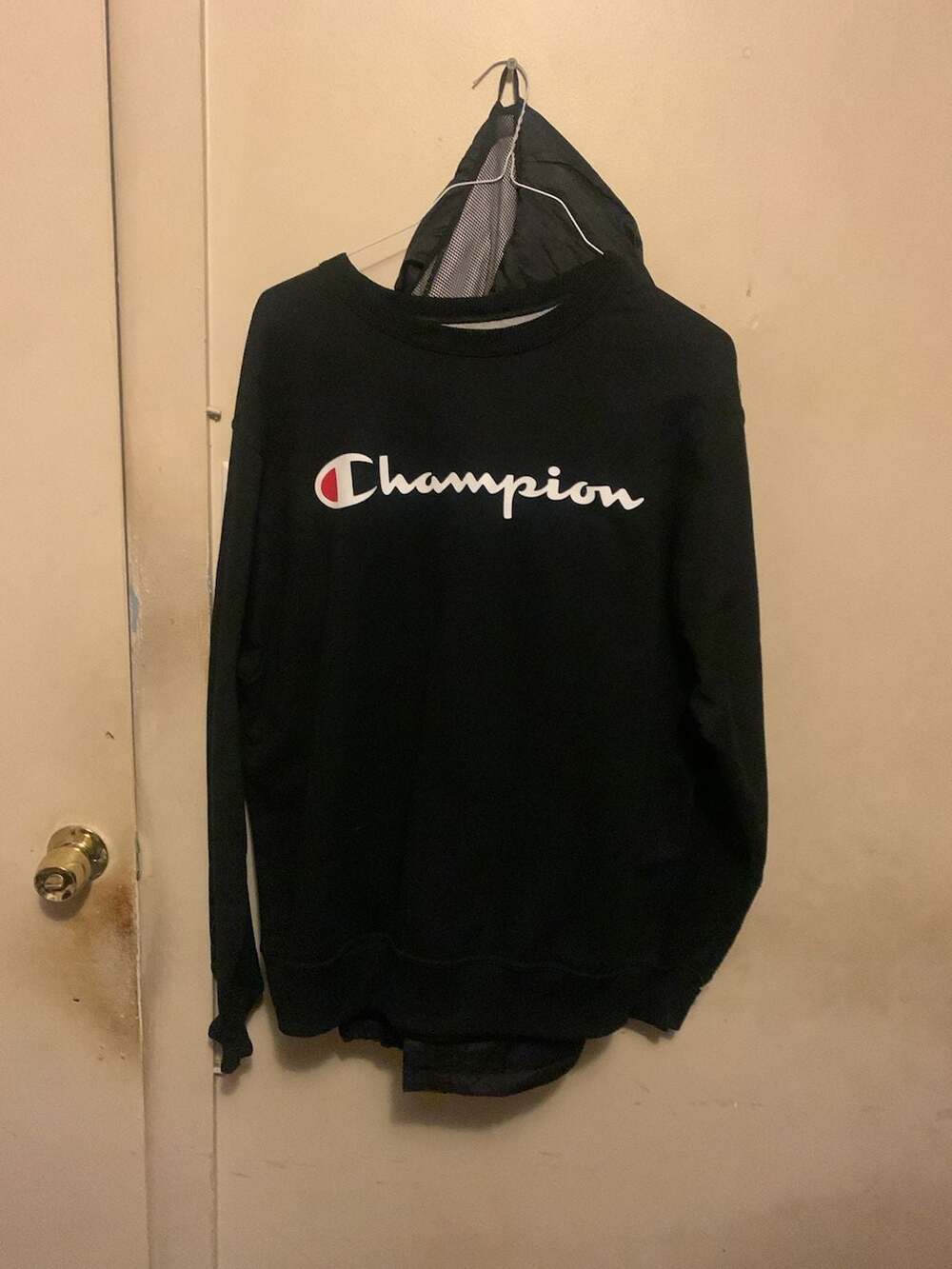 Champion Crewneck Sweatshirt Size XL Black Script Logo Pullover